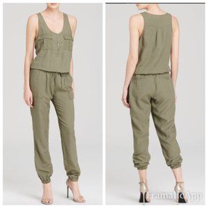 Joie Green Rosura Linen Blend Cargo Jumpsuit